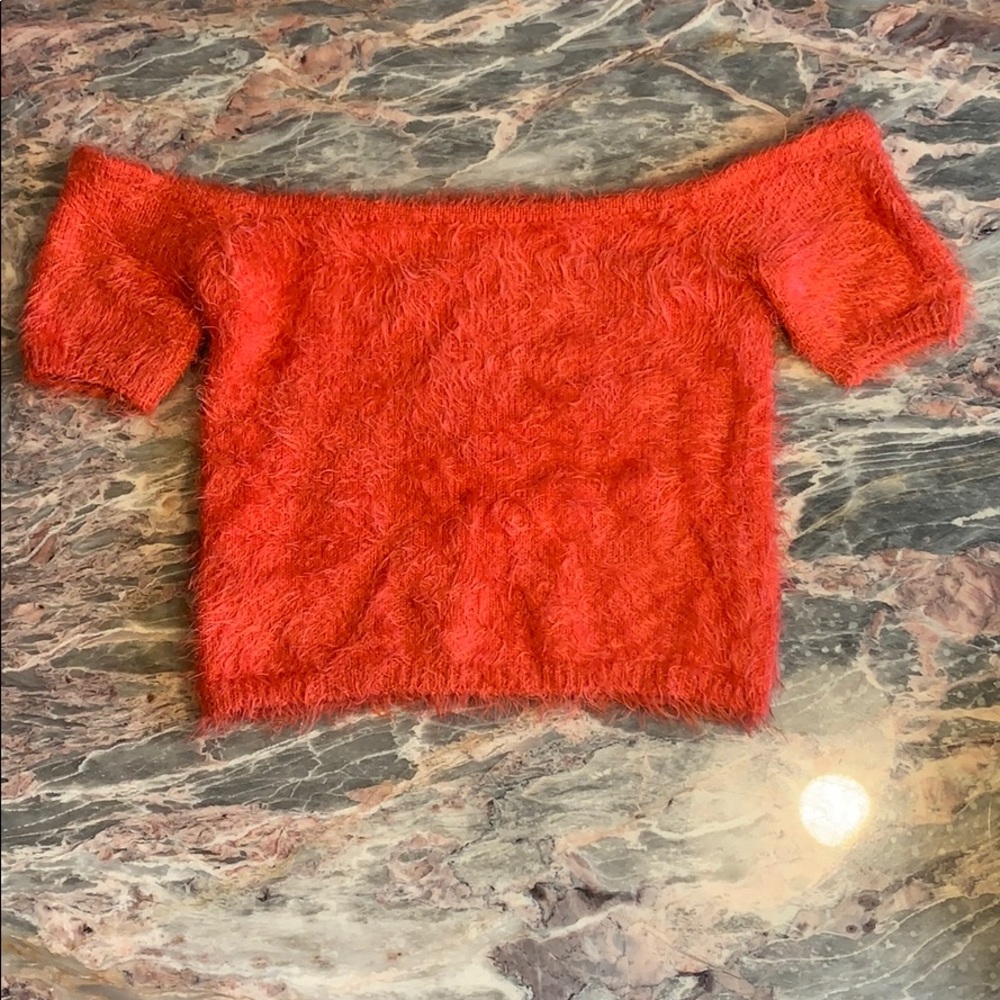 Orange off the shoulder crop top